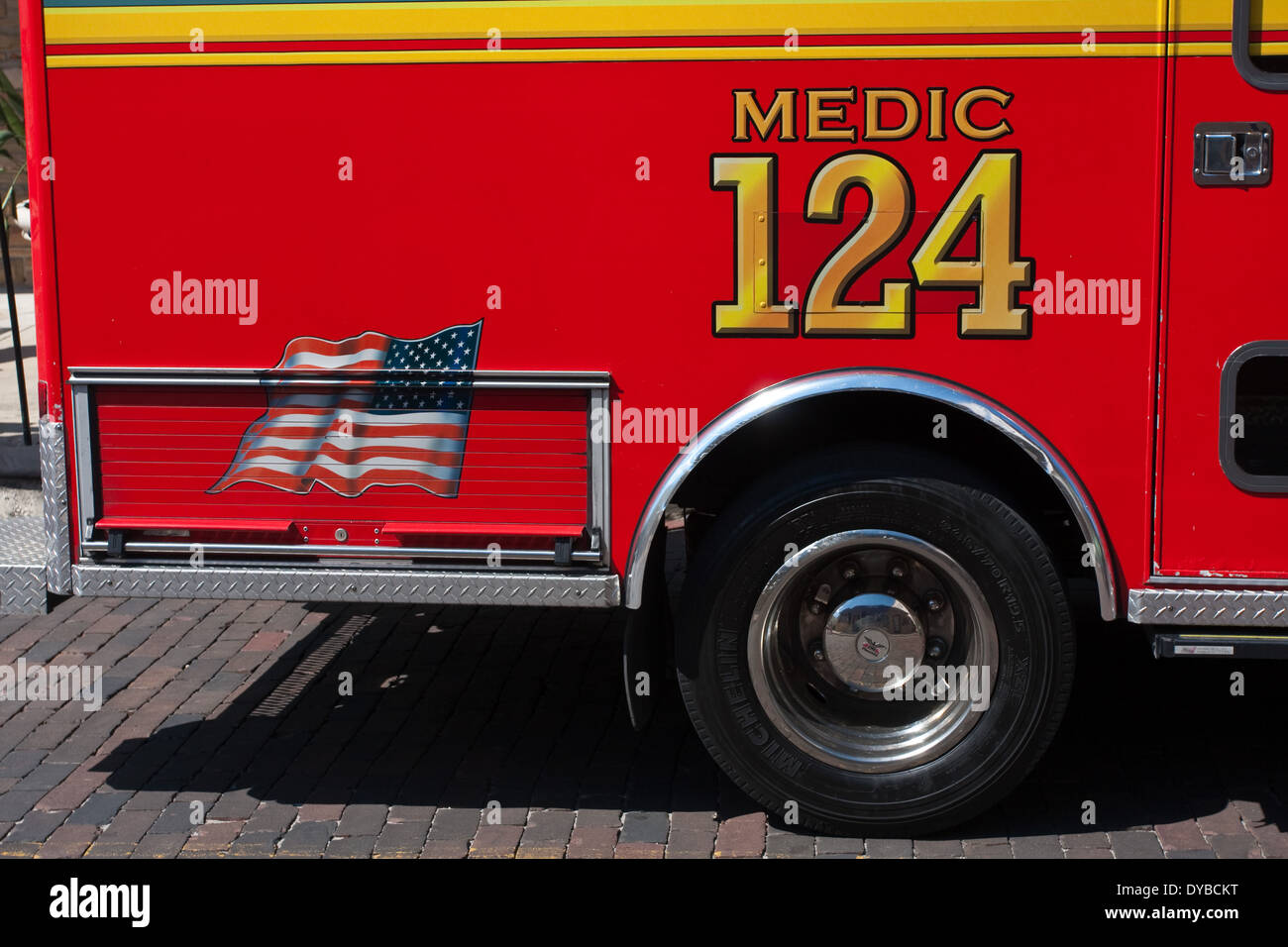 Camion de pompiers américains closeup Banque D'Images