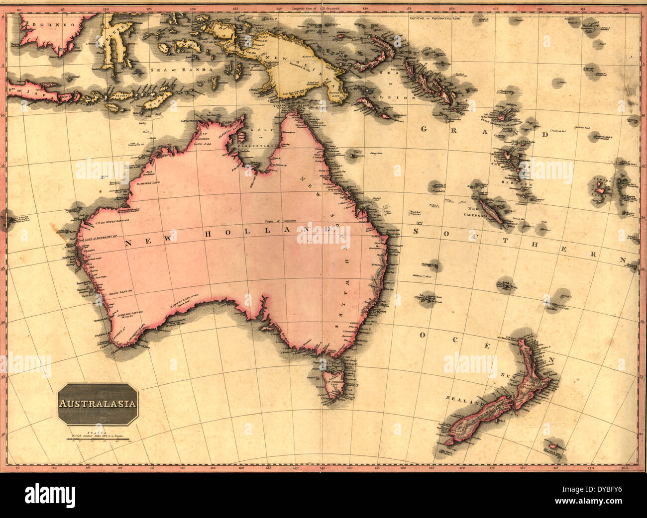Carte de l'Australasie 1818 Banque D'Images