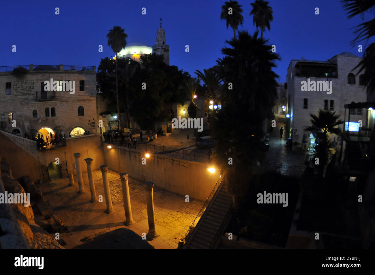 Au cour du quartier juif dans la nuit, la vieille ville de Jérusalem, Israël Banque D'Images