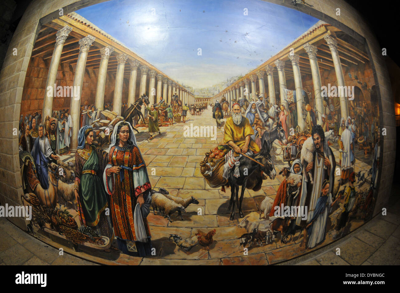 Murale dans le quartier juif, vieille ville de Jérusalem, Israël Banque D'Images