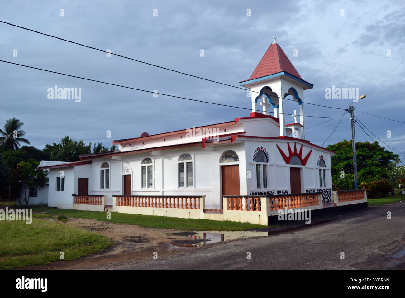 Petite chapelle à Matautu, Wallis Island, Wallis et Futuna, de la Mélanésie, Pacifique Sud Banque D'Images