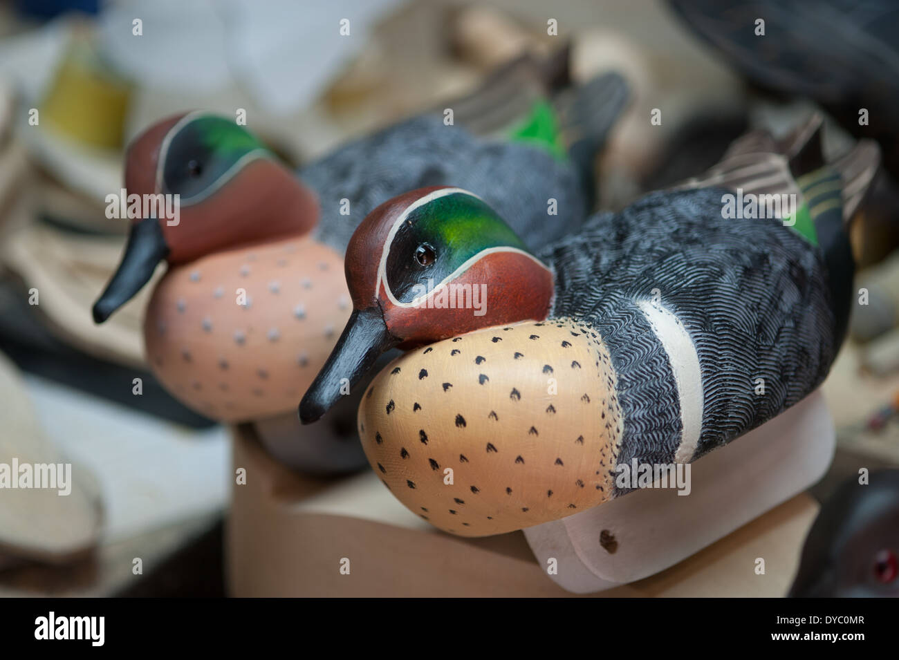 DÉCO LEURRE CANARD appelant de chasse en bois sculpté peint art
