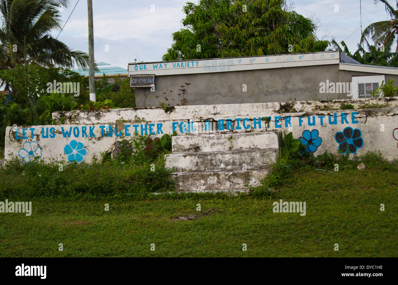 Grand Cay, Bahamas Laissez-nous travailler ensemble pour un avenir meilleur wall Banque D'Images