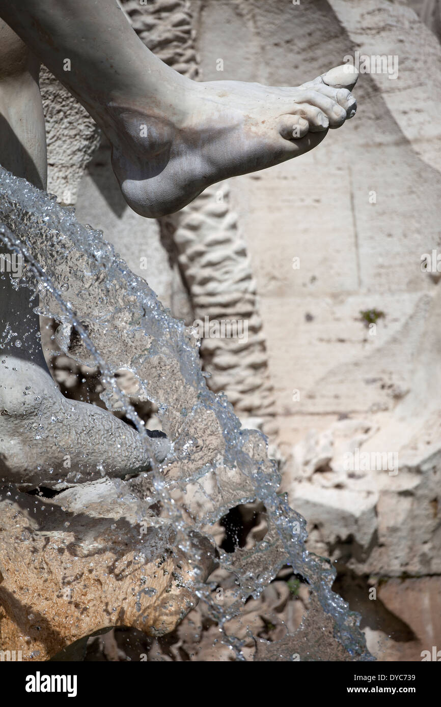 Détail de la fontaine de la Piazza Navona, Rome, Italie Banque D'Images