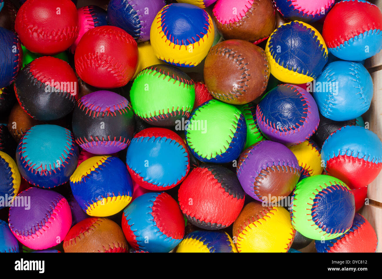 Boules de cuir fait main traditionnel tel qu'utilisé dans les jeux de pelote basque et jai alai Banque D'Images