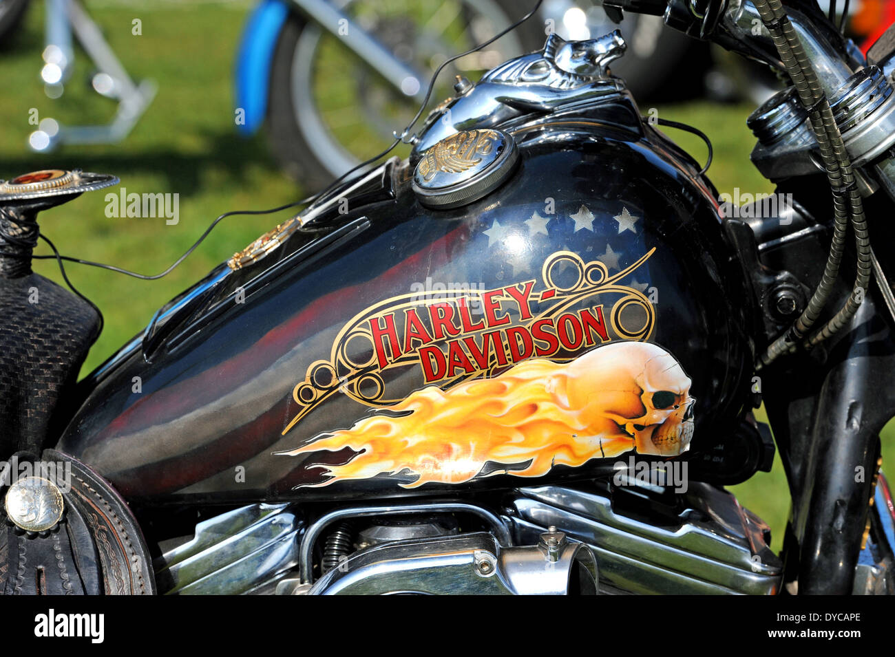 Moto moto Harley Davidson peint du réservoir de carburant Banque D'Images
