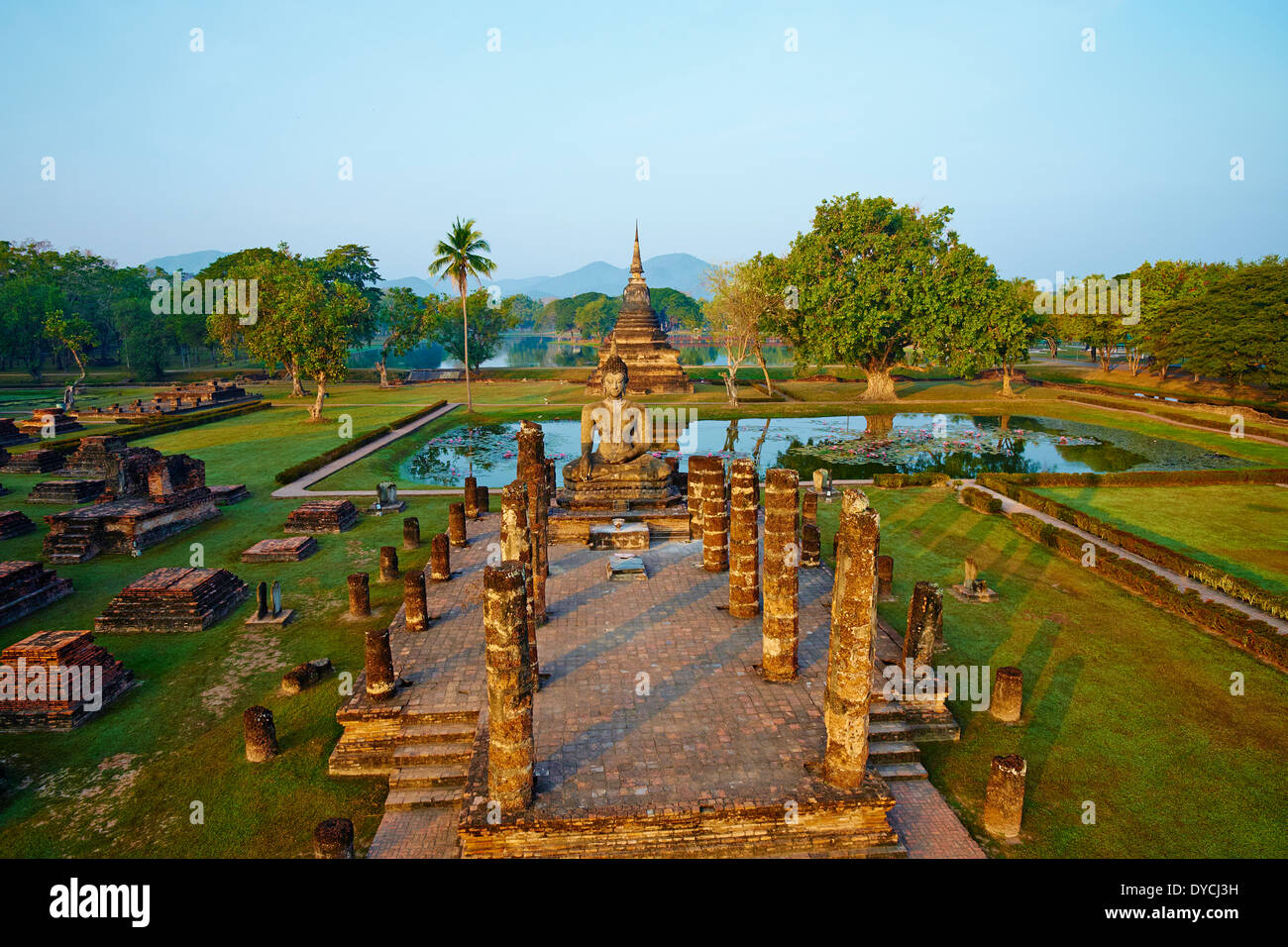 La Thaïlande, Sukhothai, Parc historique de Sukhothaï, le Wat Mahatat Banque D'Images