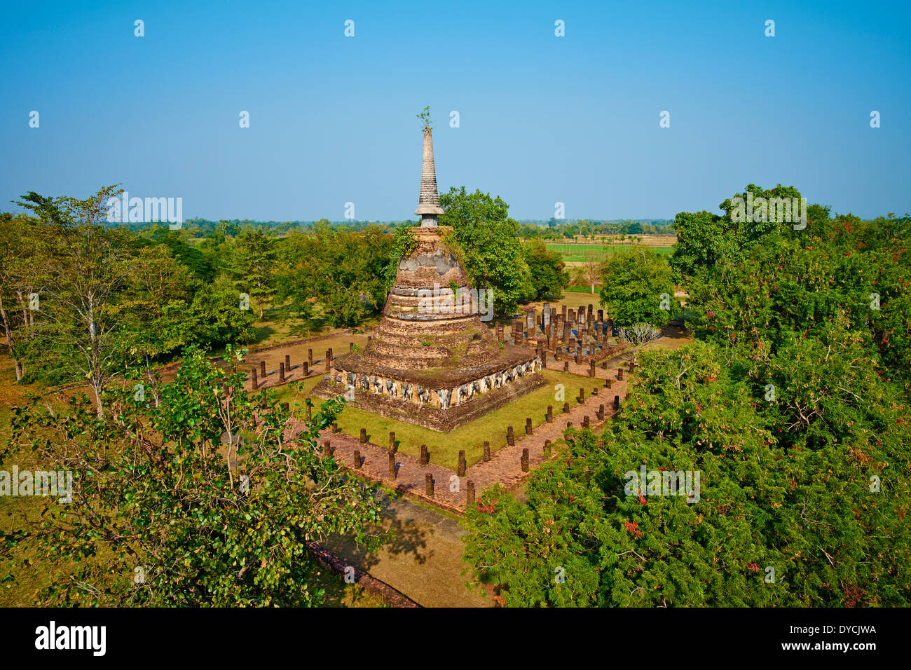 La Thaïlande, Sukhothai, Parc historique de Sukhothaï, le Wat Chang Lom Banque D'Images