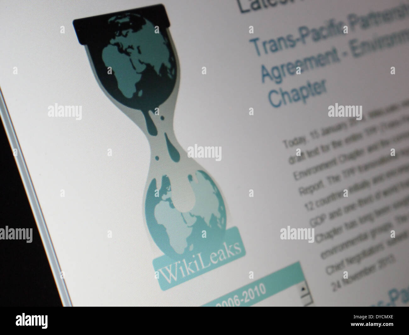 Page d'accueil de wikileaks Banque D'Images