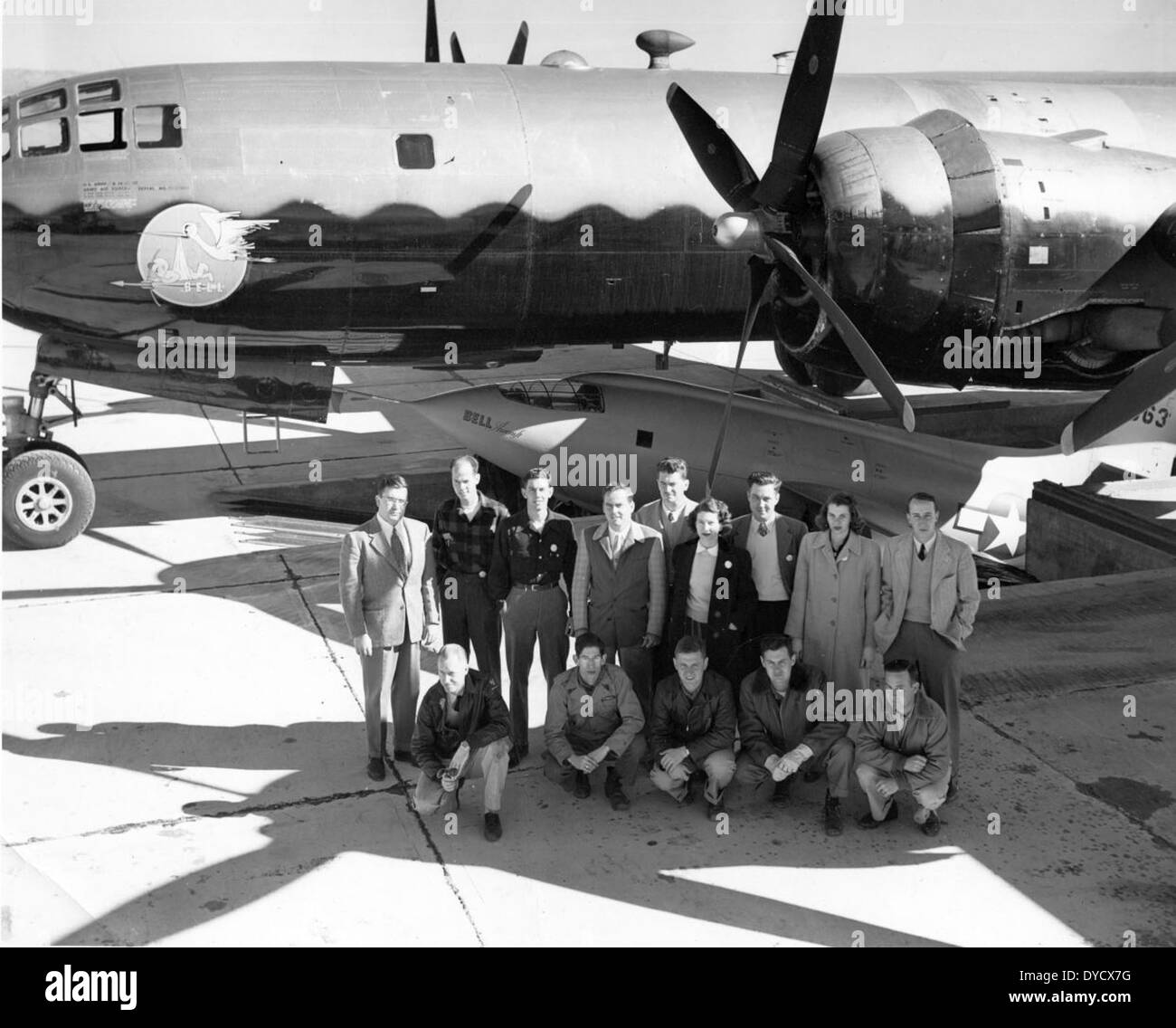 Le Boeing B-29 Superfortress, série 46-063, a joué un rôle essentiel dans la première Guerre mondiale. L'avion, développé par Bell Aircraft, a contribué au développement des X-1 et XS-1, y compris le célèbre Bell X-1 piloté par Chuck Yeager. Le B-29 et ses programmes de vol expérimentaux ont été des jalons clés dans l'histoire de l'aviation militaire et de la technologie des avions rocketplanes. Banque D'Images