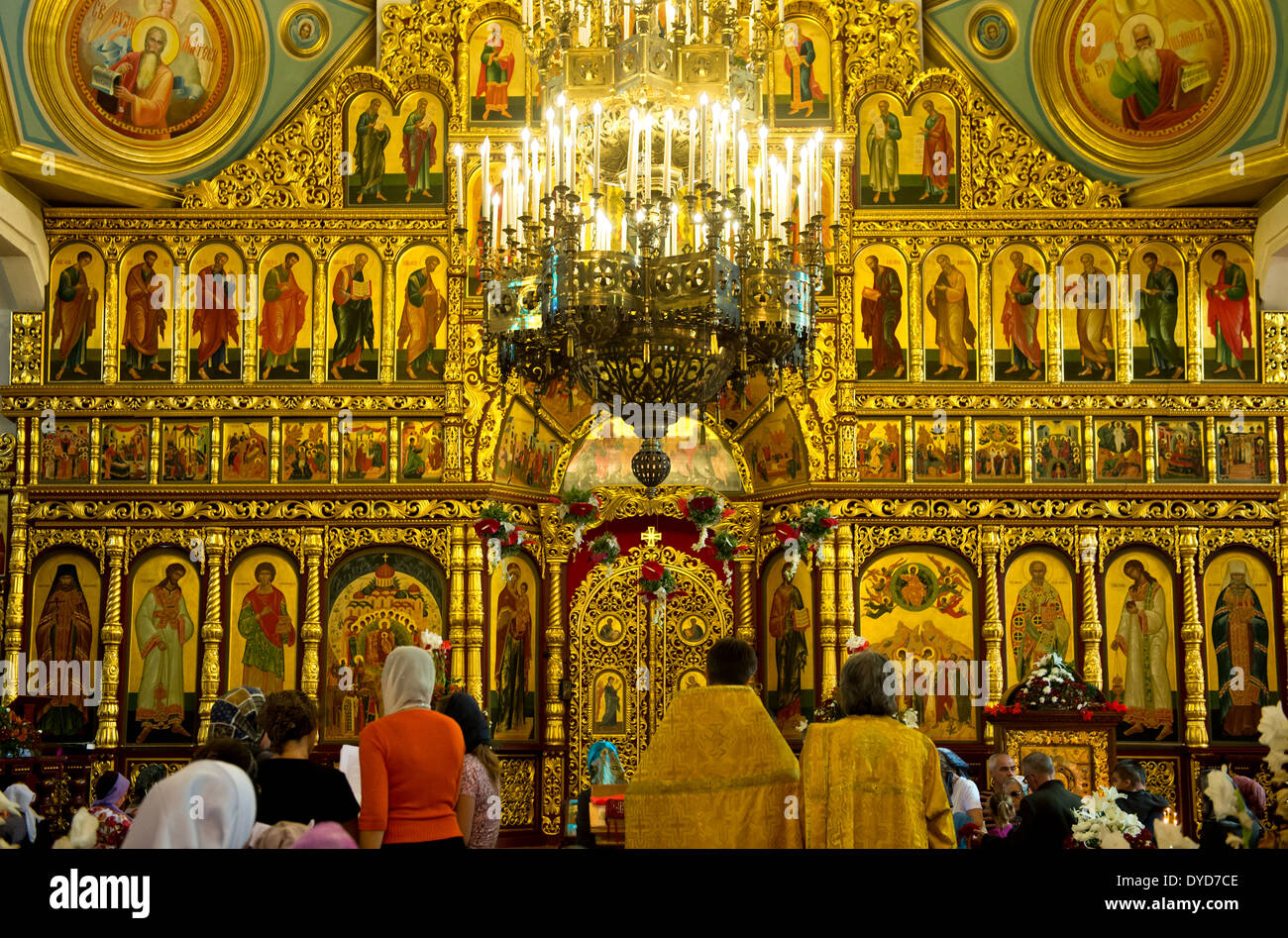 Iconostase de l'Ascension, La Cathédrale La Cathédrale Zenkov, Almaty, Kazakhstan Banque D'Images
