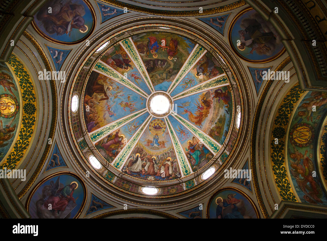 Plafond de l'église de la carmélite Stella Maris Monastery sur le Mont Carmel, Haïfa, Israël. Banque D'Images