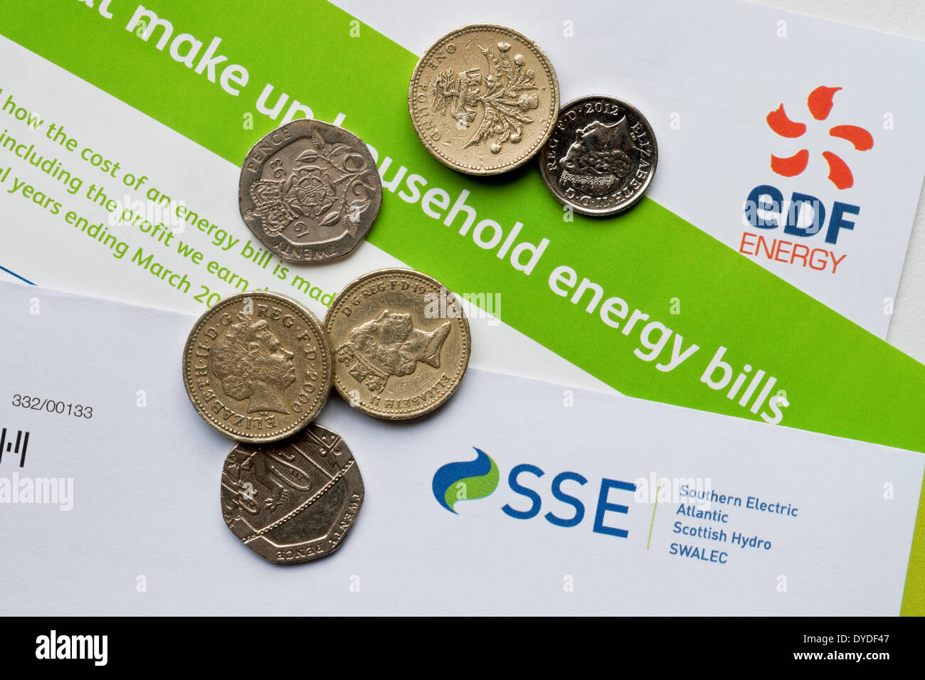 EDF Energy et SSE du gaz et de l'électricité, la hausse des prix. Banque D'Images