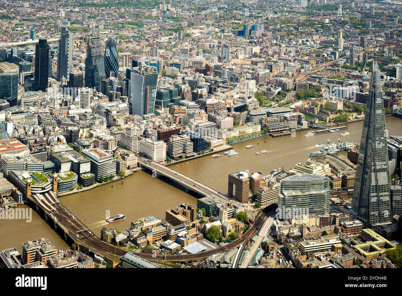 Vue aérienne de certains des principaux monuments de Londres. Banque D'Images