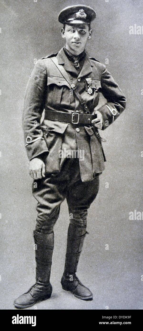 Sub-Lieut vol R.A.J. Warneford V.C. (15 octobre 1891 - 17 juin 1915) a reçu la Croix immédiatement par le Roi George pour son action mais a eu très peu de temps pour l'apprécier. Le 17 juin il a volé en provenance de Paris dans un tout nouvel avion, accompagné d'un journaliste américain, et l'avion s'est écrasé pour des raisons inconnues, près de Versailles. Les deux hommes sont morts dans l'accident. Banque D'Images