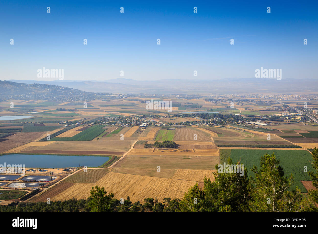 Une vue sur la vallée de Jezreel de Mount précipice, Nazareth, Galilée, Israël. Banque D'Images