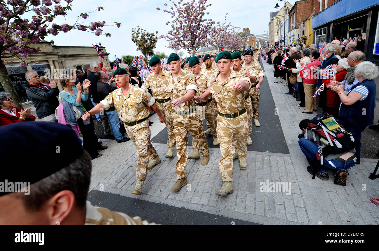 Royal Marines Commando Régiment Logistique homecoming parade, Barnstaple, Devon, UK Banque D'Images