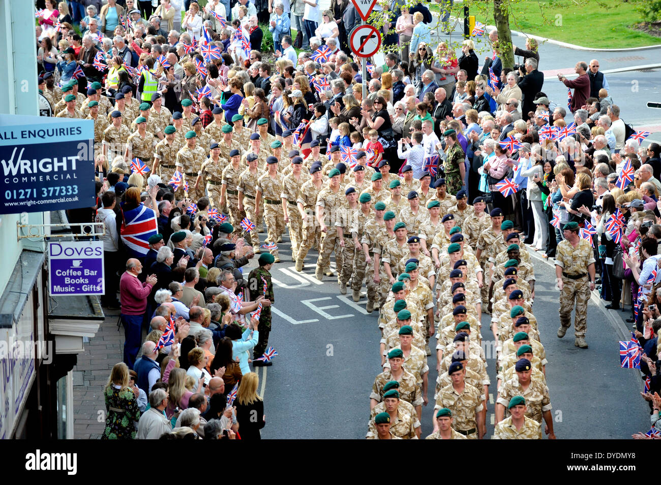 Royal Marines Commando Régiment Logistique homecoming parade, Barnstaple, Devon, UK Banque D'Images