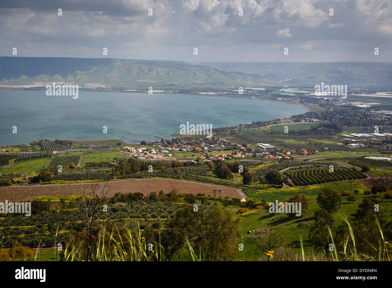 Vue sur la mer de Galilée - Le lac de Tibériade, Israël. Banque D'Images