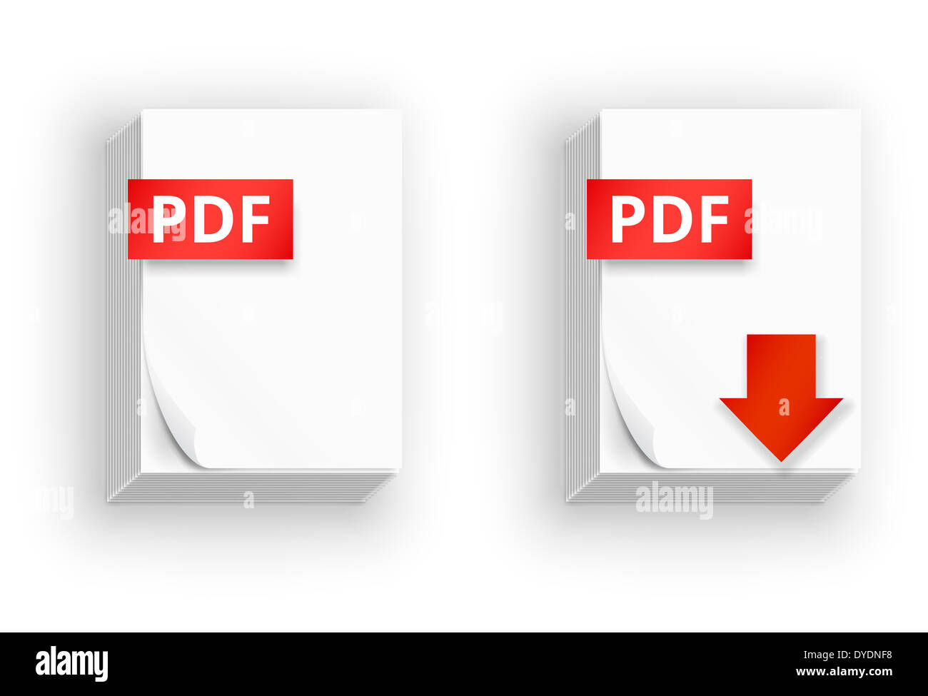 Feuille de papier PDF icônes Banque D'Images