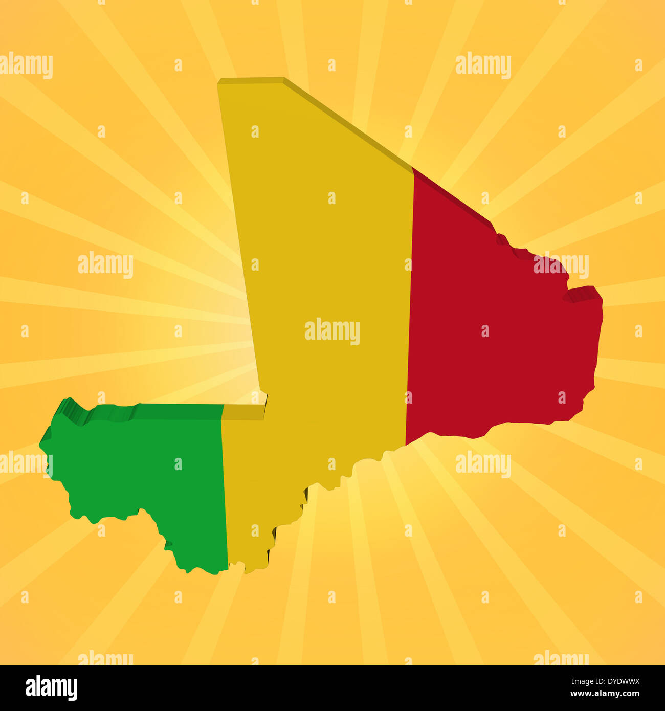 Mali carte drapeau sur la solarisation illustration Banque D'Images