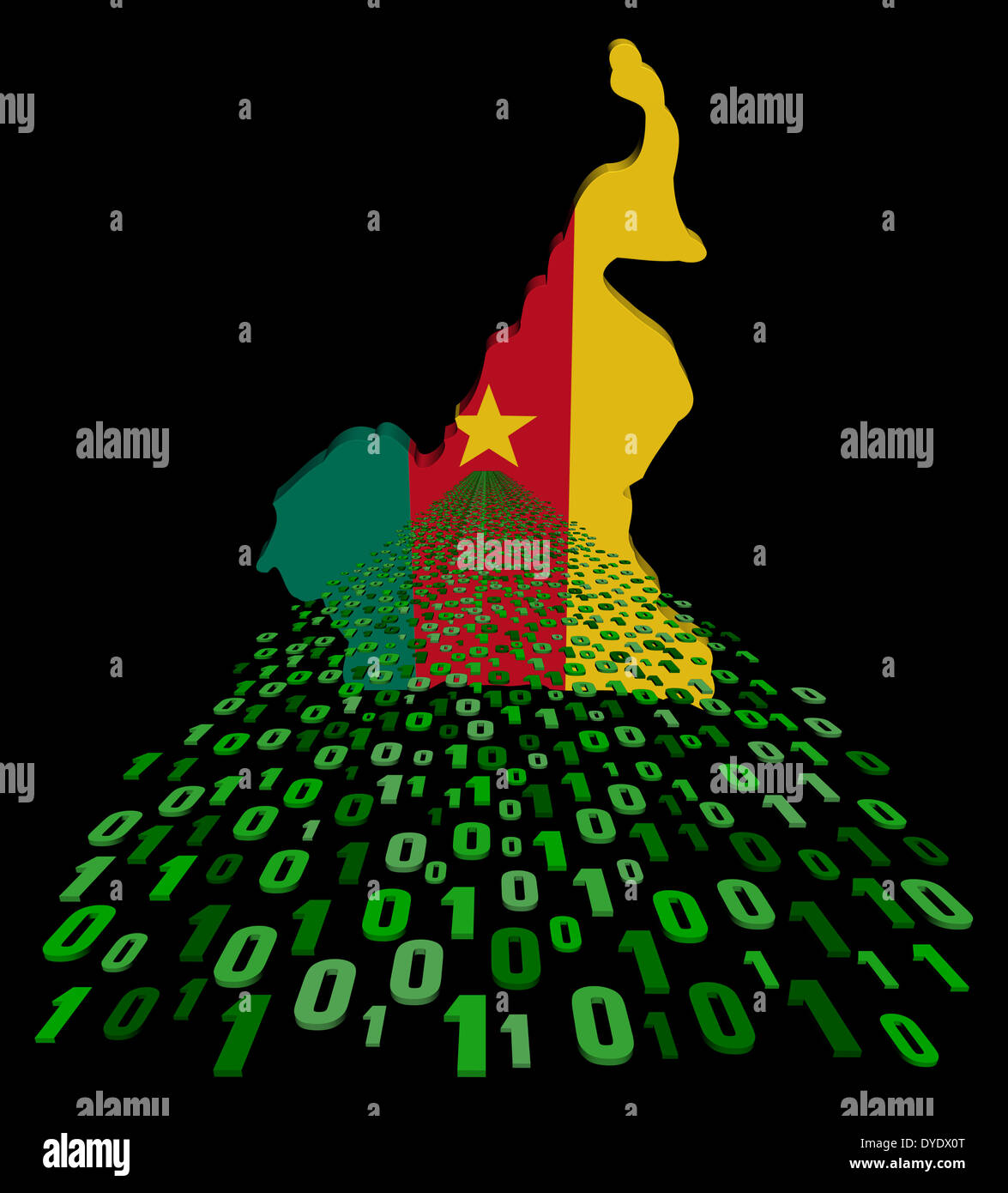 Cameroun carte drapeau avec illustration de premier plan binaire Banque D'Images