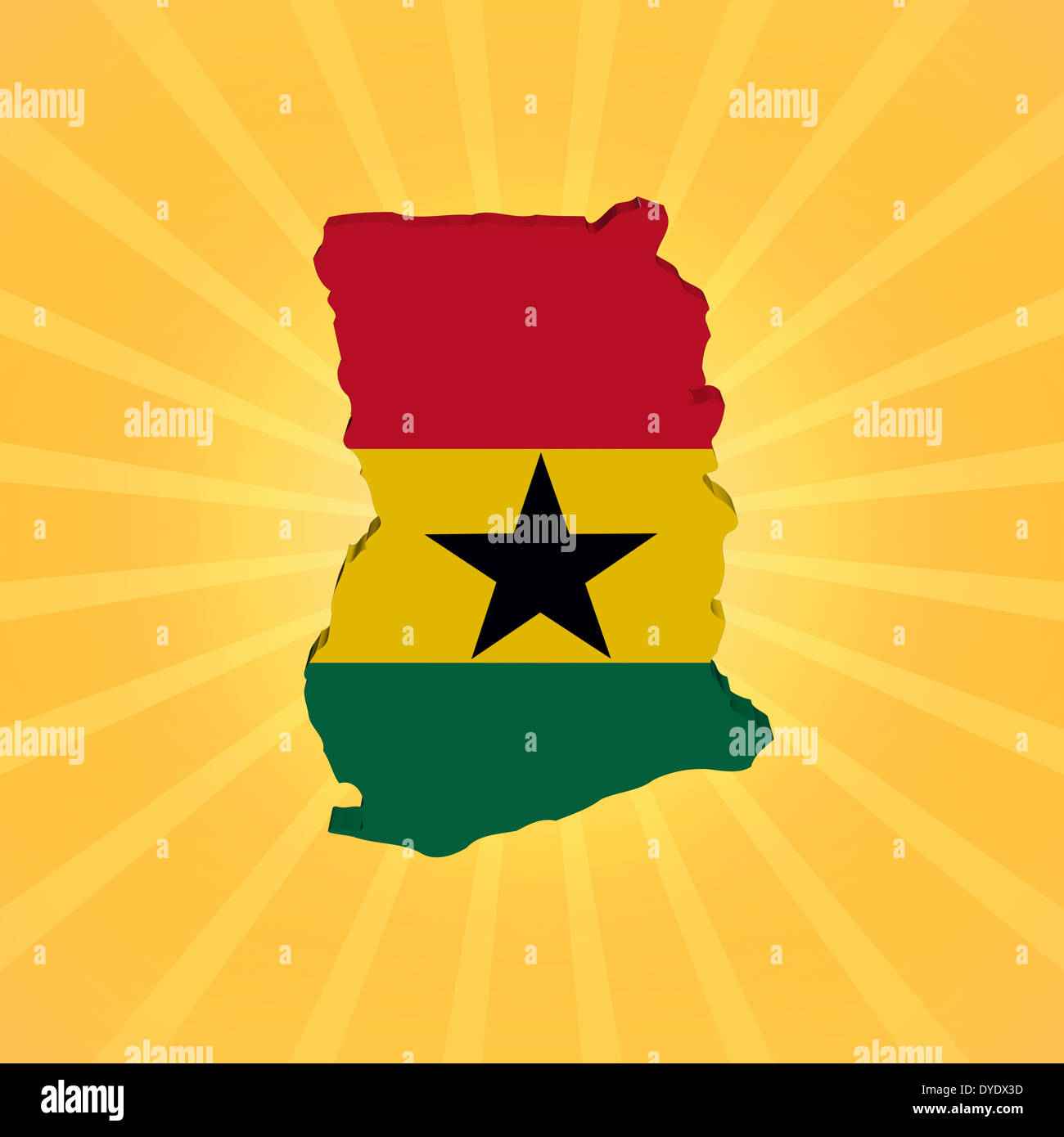 Ghana carte drapeau sur la solarisation illustration Banque D'Images
