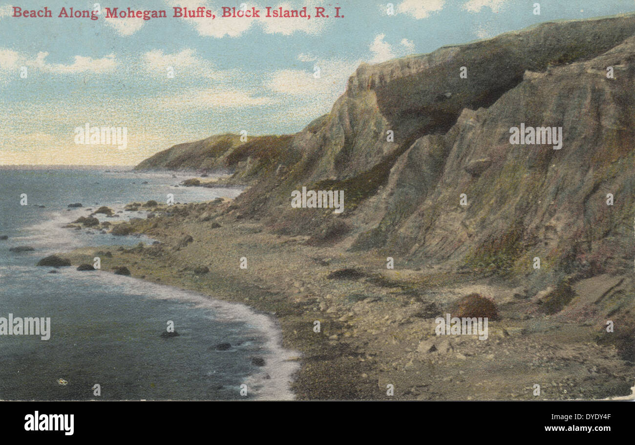 Plage le long de Mohegan Bluffs, Block Island, R.I. Banque D'Images