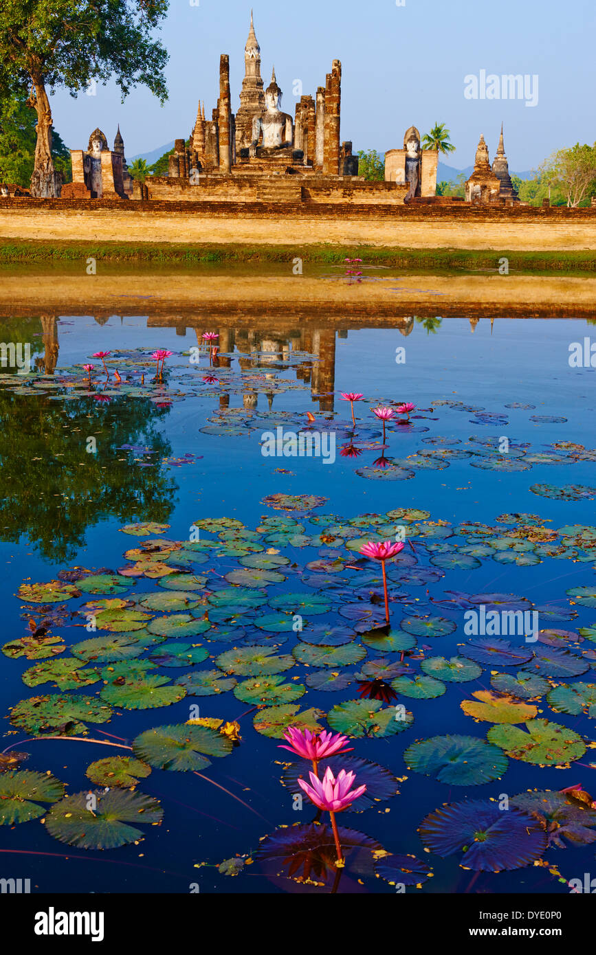 La Thaïlande, Sukhothai, Parc historique de Sukhothaï, le Wat Mahatat Banque D'Images
