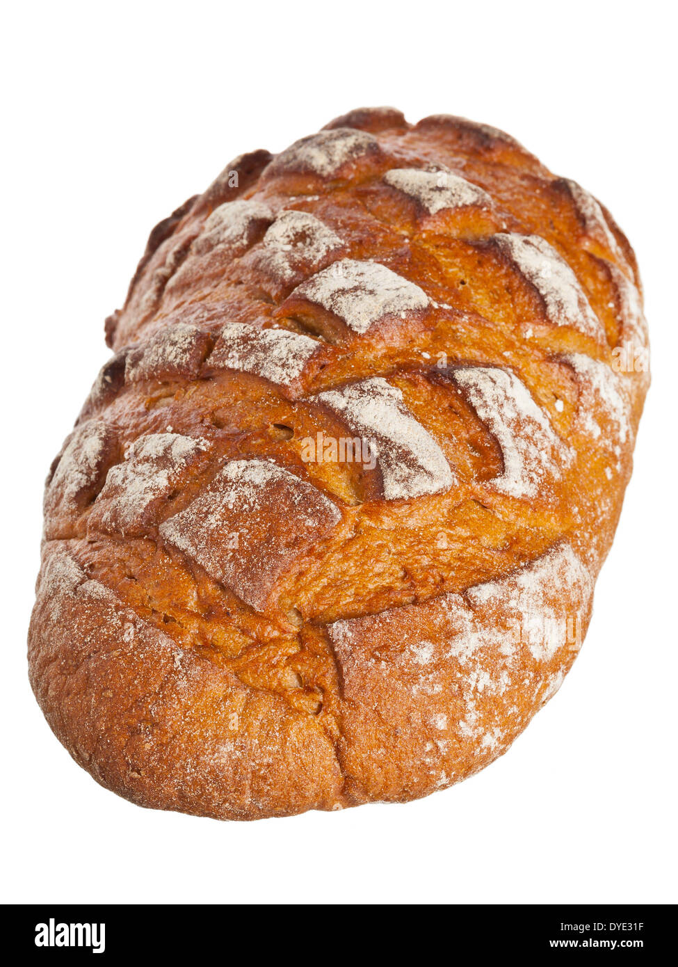 L'une miche de pain de campagne maison rustique isolé sur fond blanc Banque D'Images