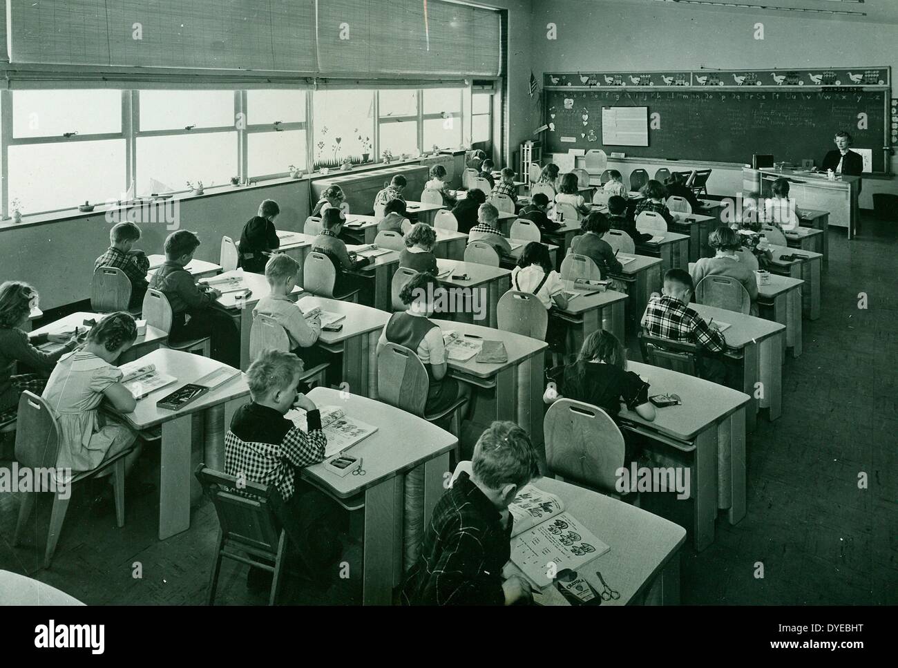 Leçon d'une catégorie de la ségrégation raciale américaine blanche des écoliers. Circa 1967 Banque D'Images