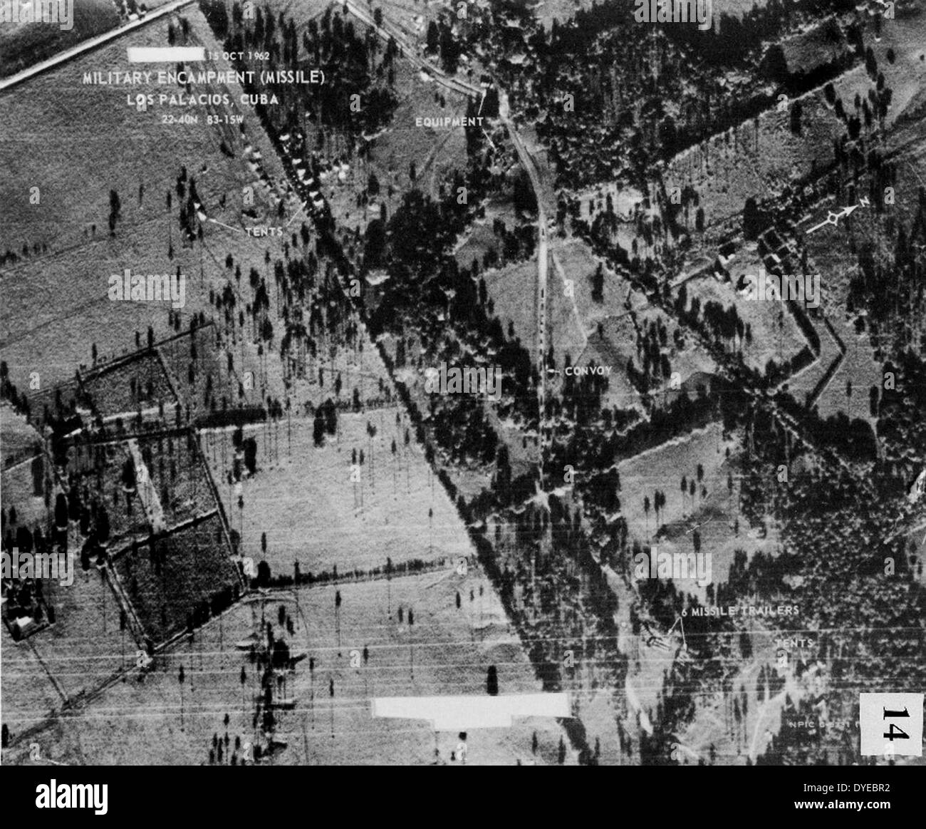 Photo prise par l'Agence centrale de renseignement américaine en 1962 montrant les positions des missiles à Cuba Banque D'Images