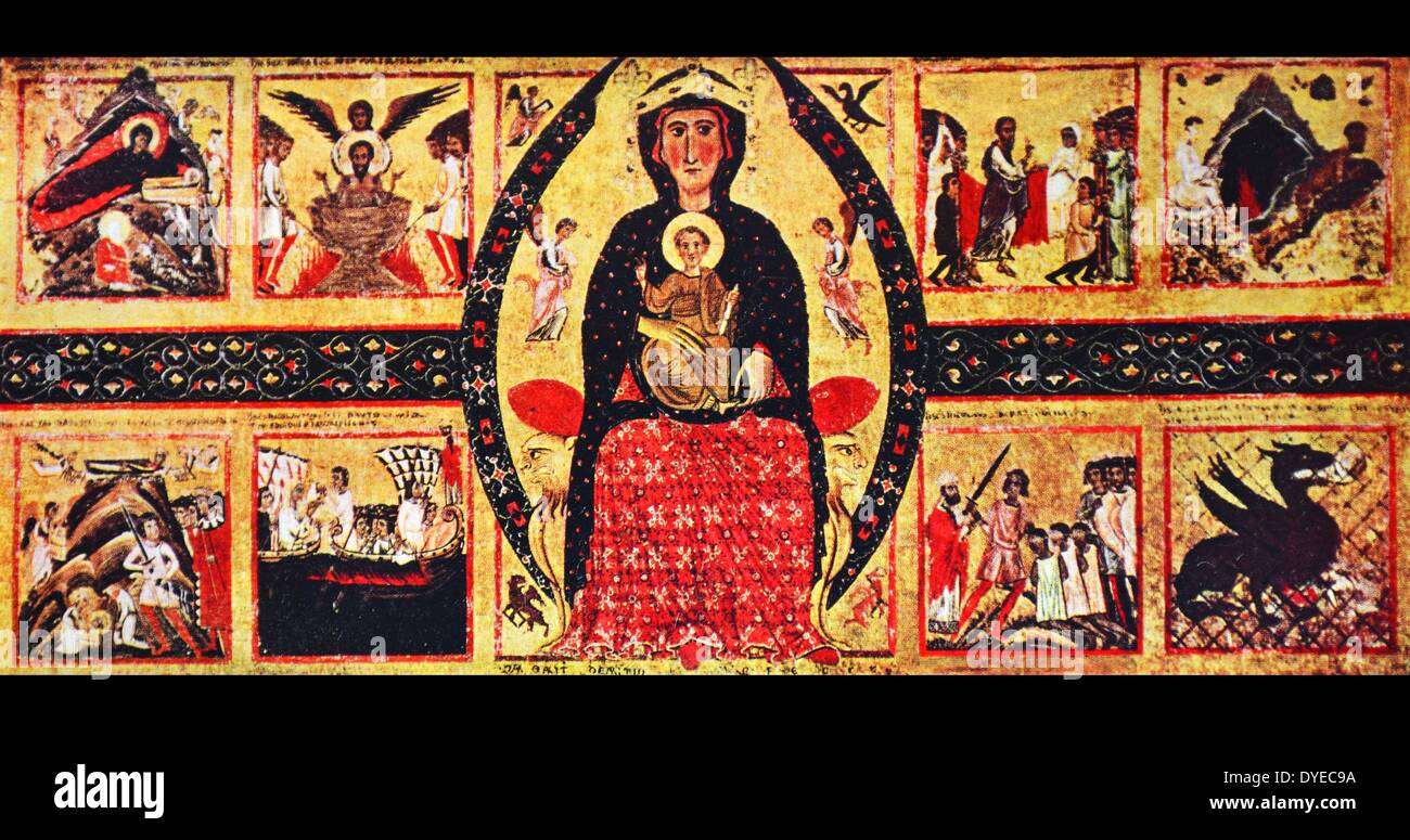 La Vierge et l'enfant avec des scènes de la vie des Saints Banque D'Images