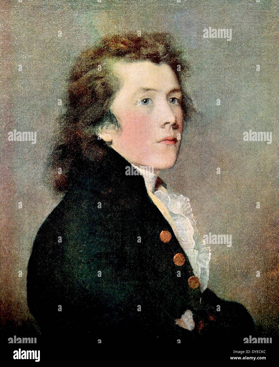 Portrait de Simon Cottle (1766 Amos - 1800) un poète et traducteur français. Par Samuel Palmer (1805- 1881) French Painter, aquafortiste et graveur. Datée 1850 Banque D'Images