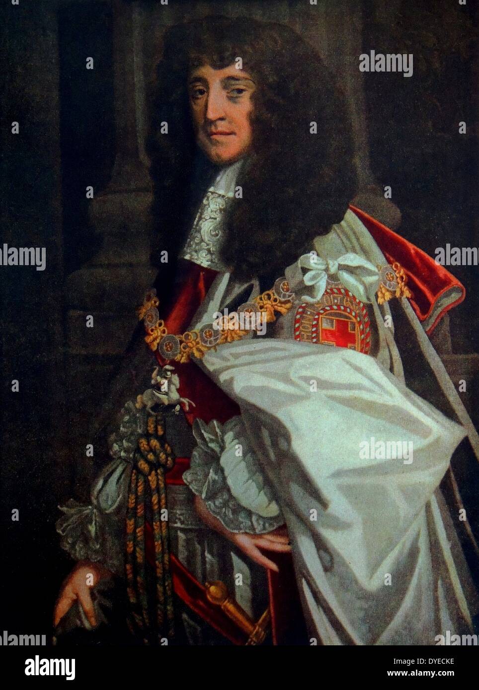 Portrait de Prince Rupert du Rhin (1619 - 1682) Prince Rupert était un soldat allemand, l'amiral, scientifique, colonial, gouverneur et artiste amateur. Le portrait montre un Prince Rupert, vêtu de son vêtement. Par sir Peter Lely (1618 - 1680) d'origine néerlandaise, il était un peintre de portrait dominante à la cour. En date du 17e siècle Banque D'Images