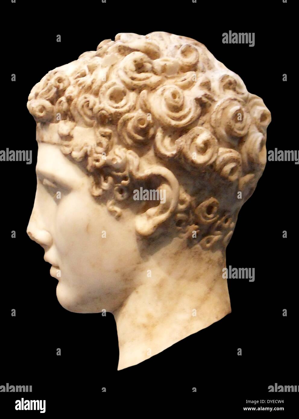 En tête de l'Athlète Inconnu 93 A.D. Copie de statue en bronze grec 450 av. Banque D'Images