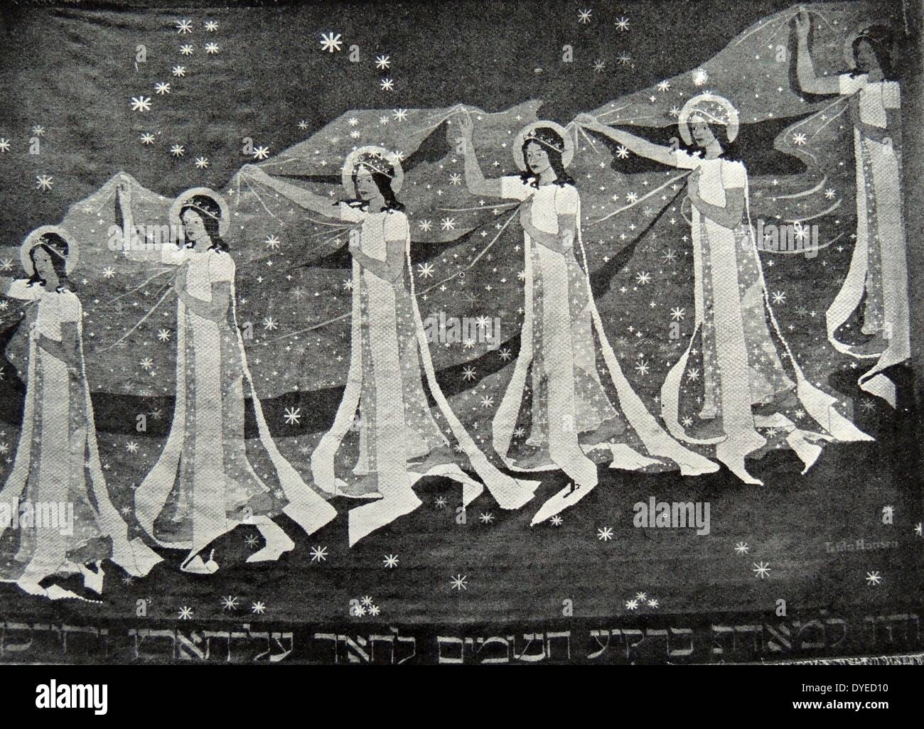 Voie lactée - une tapisserie norvégien créé dans un style Art Nouveau- par Frida Hansen (1855 - 1931). Datée 1900 Banque D'Images