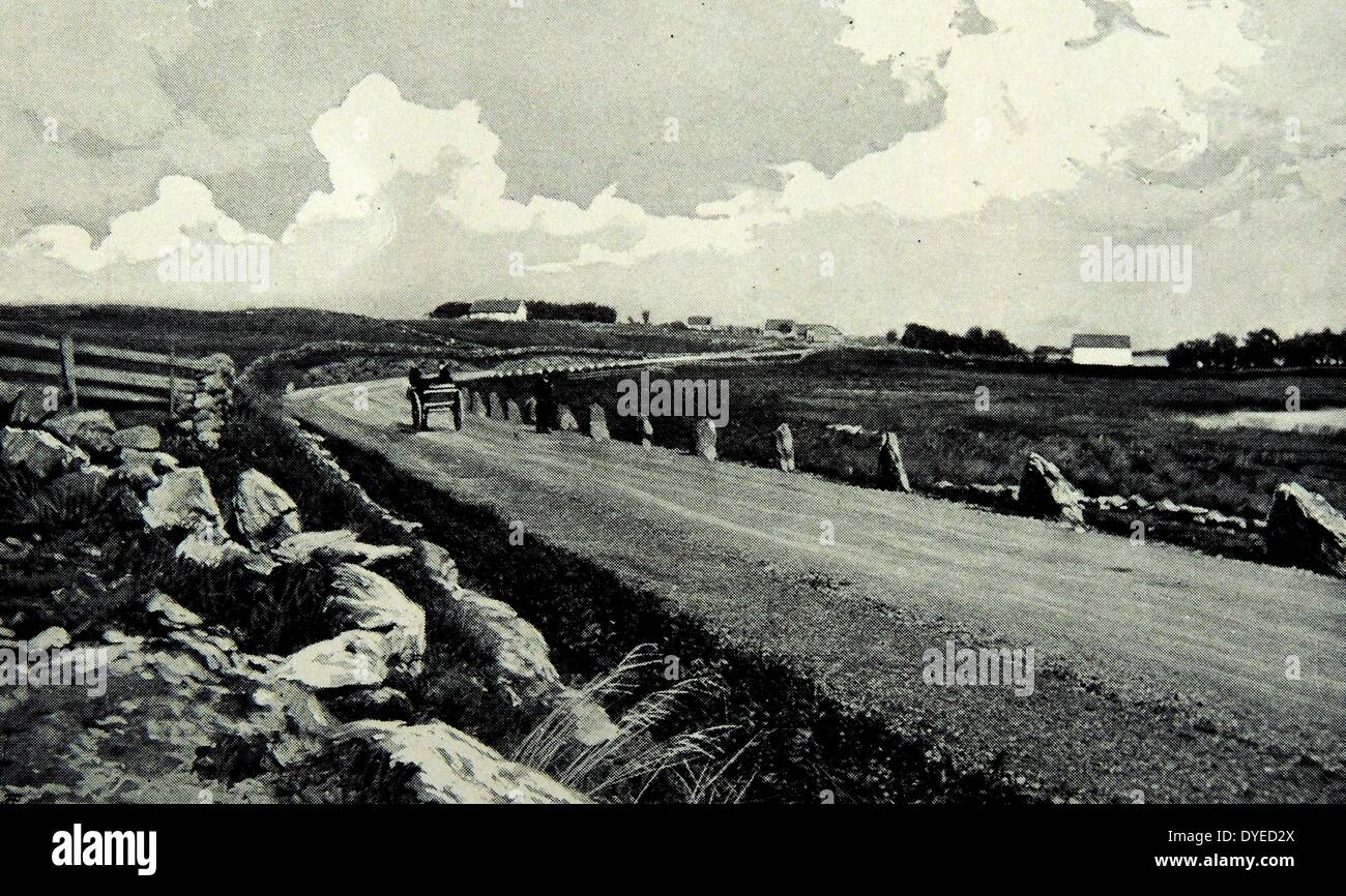 Cheval et transport sur route moderne en Norvège. Datée 1890 Banque D'Images