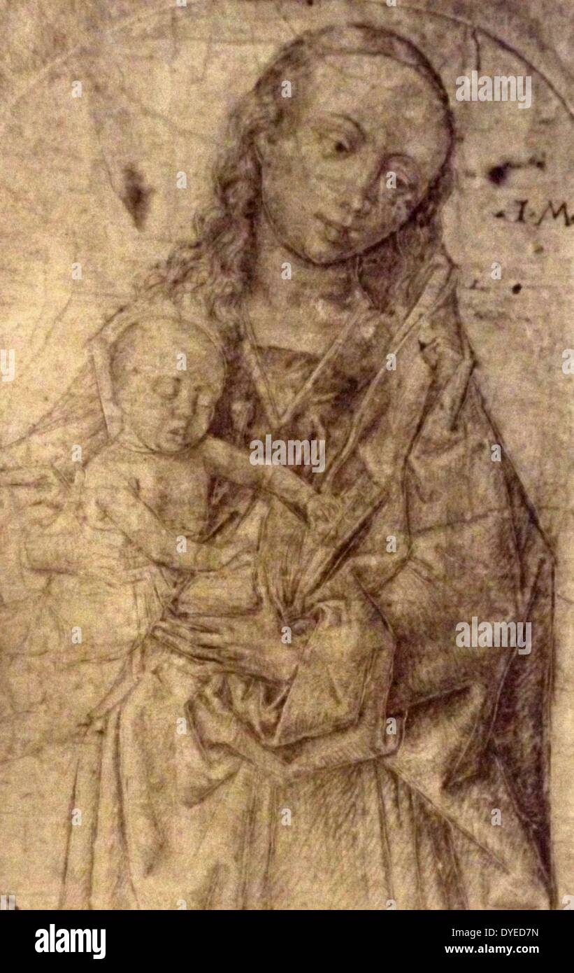 Vierge à l'enfant par Hugo Van der Goes (1467 - 1482). Peintre flamand de Gand, le plus important peintre de la période. En date du 15e siècle. Banque D'Images