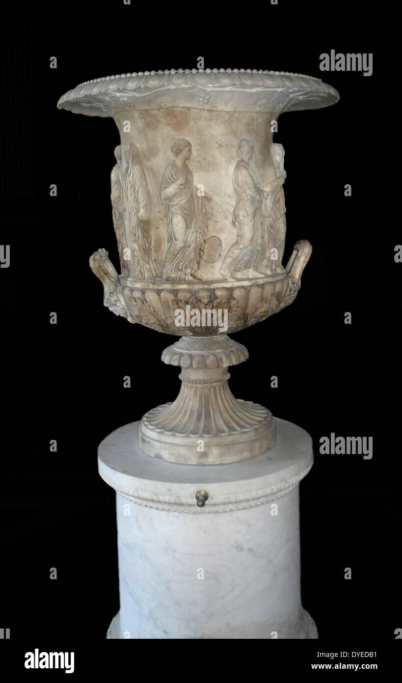 Vase dédié au dieu Dionysos 1808 B.C. le dieu du vin, d'abandonner leurs vies antérieures pour errer libre ; pour danser et chanter dans un état d'extase. Banque D'Images