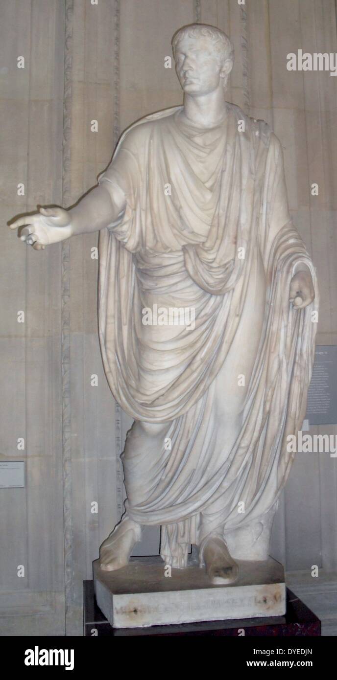Statue en marbre de l'Empereur romain Tibère 17 A.D. Banque D'Images