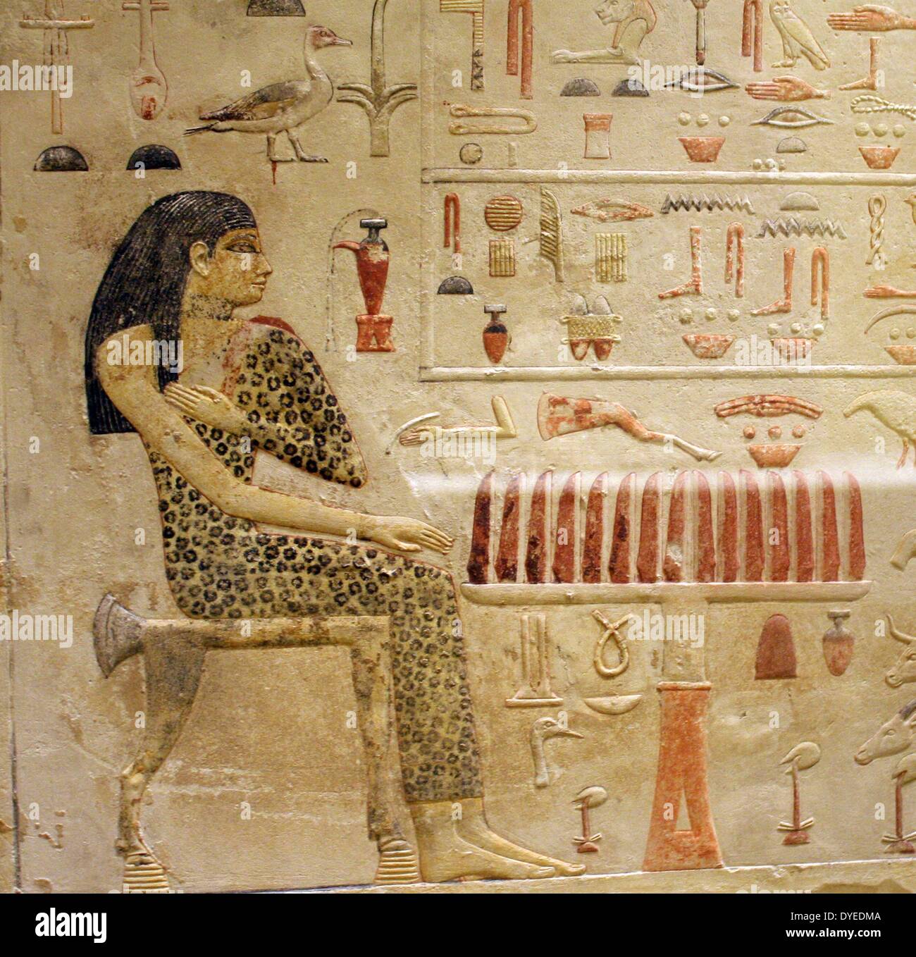 Stèle de la princesse Nefertiabet et sa nourriture 2590 B.C. Egyptian Banque D'Images