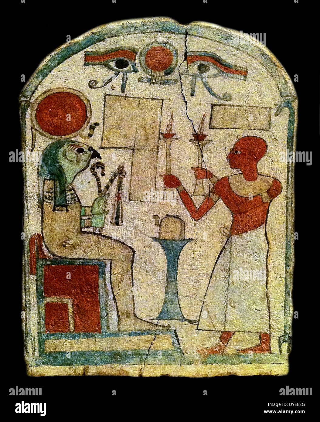 La stèle funéraire en bois partielle 1070 B.C. Banque D'Images