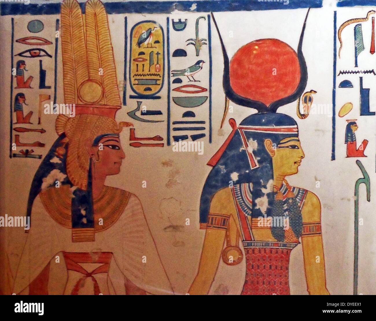 Stèle funéraire représentant la déesse Isis et La Reine Nefertari 1069 BC Banque D'Images