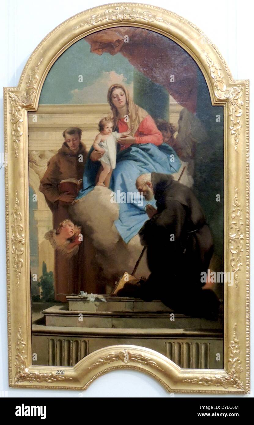La Vierge apparaissant à Saint Antoine de Padoue et Saint François de Paula (1802). Giovanni Domenico Tiepolo Banque D'Images