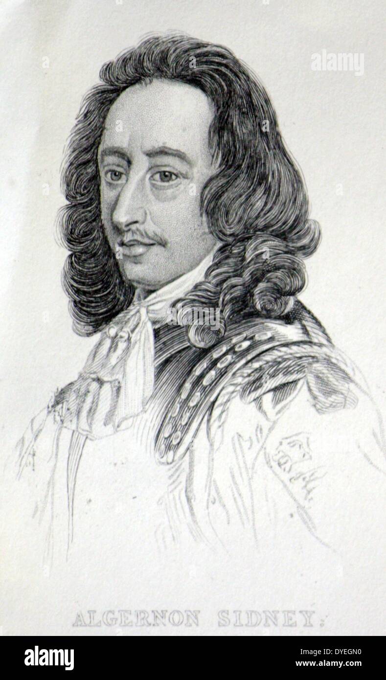 Algernon Sidney (1623-1683) était un homme politique français, théoricien de la politique républicaine, le colonel et adversaire du roi Charles II d'Angleterre, qui a été accusé de complot contre le roi et a été exécuté pour trahison. Banque D'Images