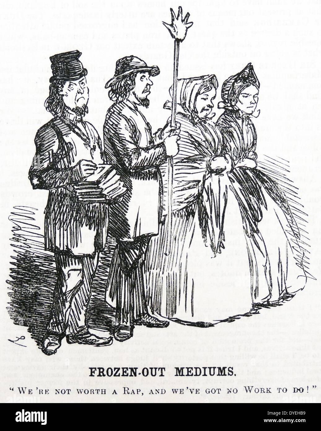 John Leech dessinée sur le sort des médiums discrédité après l'exposition de Daniel Douglas Home's les fraudes. Dans ''punch'', Londres, 1862. Banque D'Images