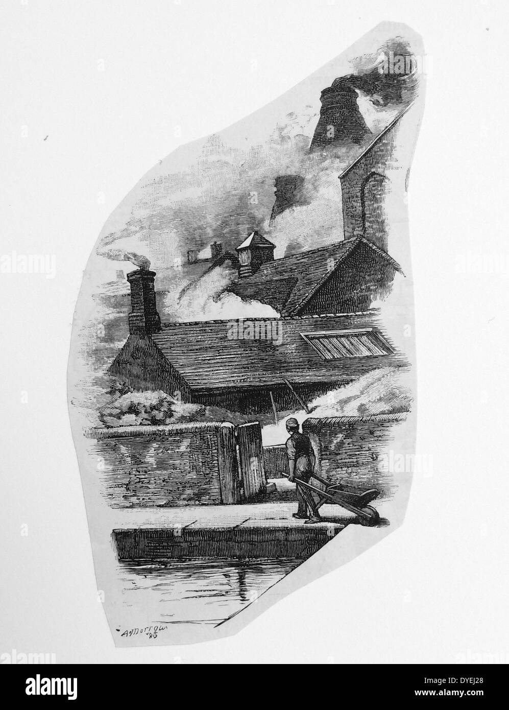 Parmi les fours, Stoke-on-Trent (Les poteries), Staffordshire, Angleterre. La gravure, Londres, 1885. Banque D'Images