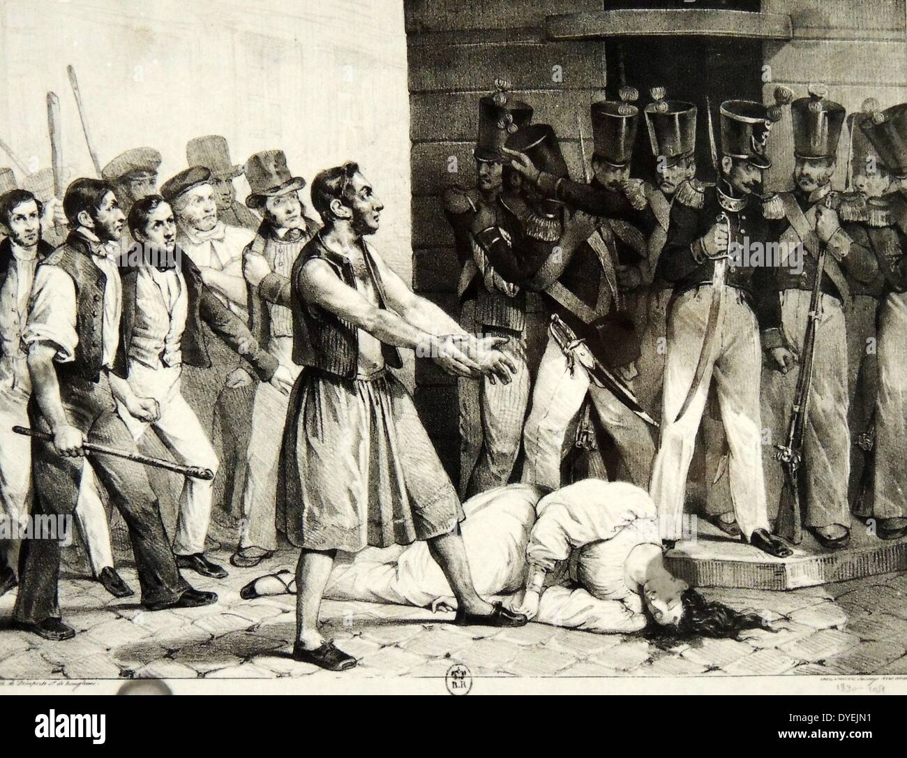 Décès d'une jeune femme dans le La Révolution française de 1830, également connu sous le nom de la révolution de juillet, la deuxième révolution française ou Trois Glorieuses en français, a vu le renversement du roi Charles X, Banque D'Images