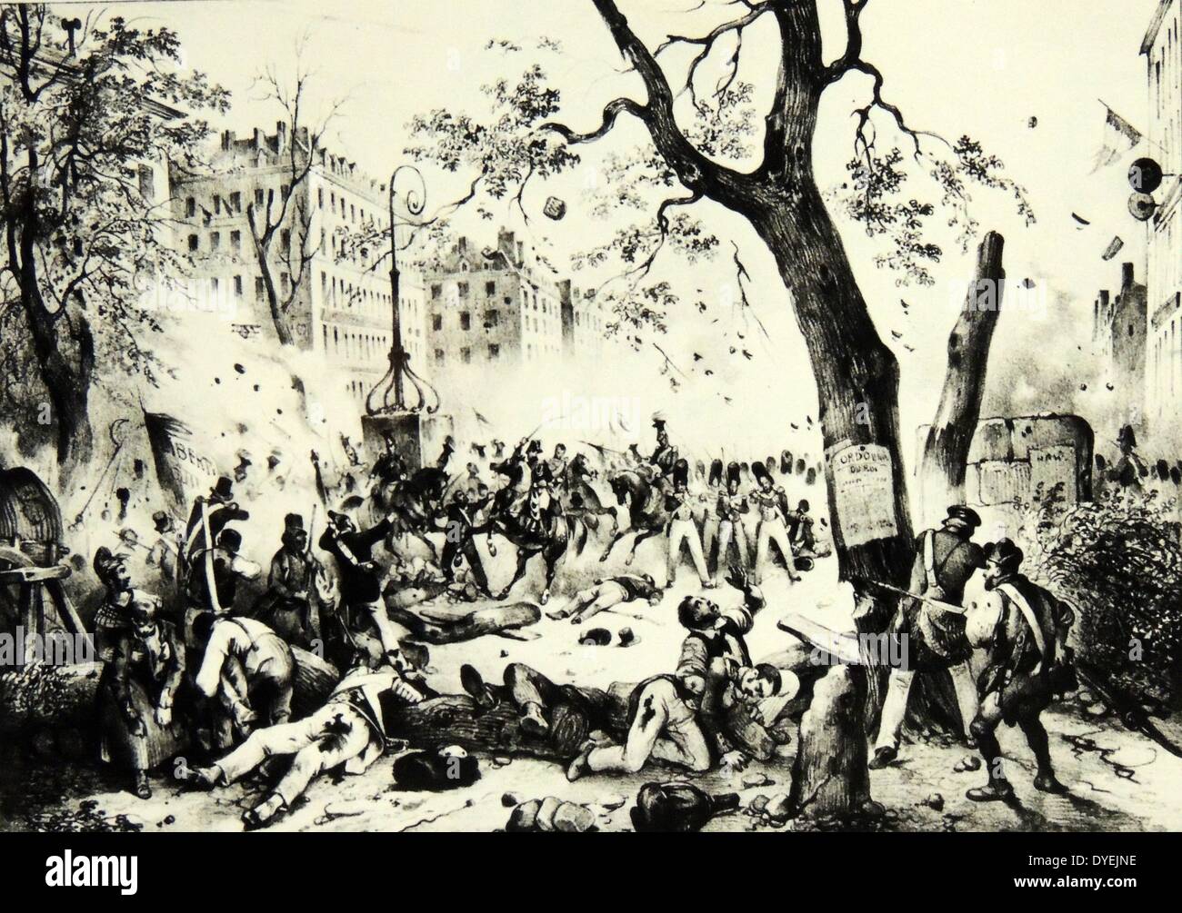 La terreur blanche dans le La Révolution française de 1830, également connu sous le nom de la révolution de juillet, la deuxième révolution française ou Trois Glorieuses en français, a vu le renversement du roi Charles X, Banque D'Images